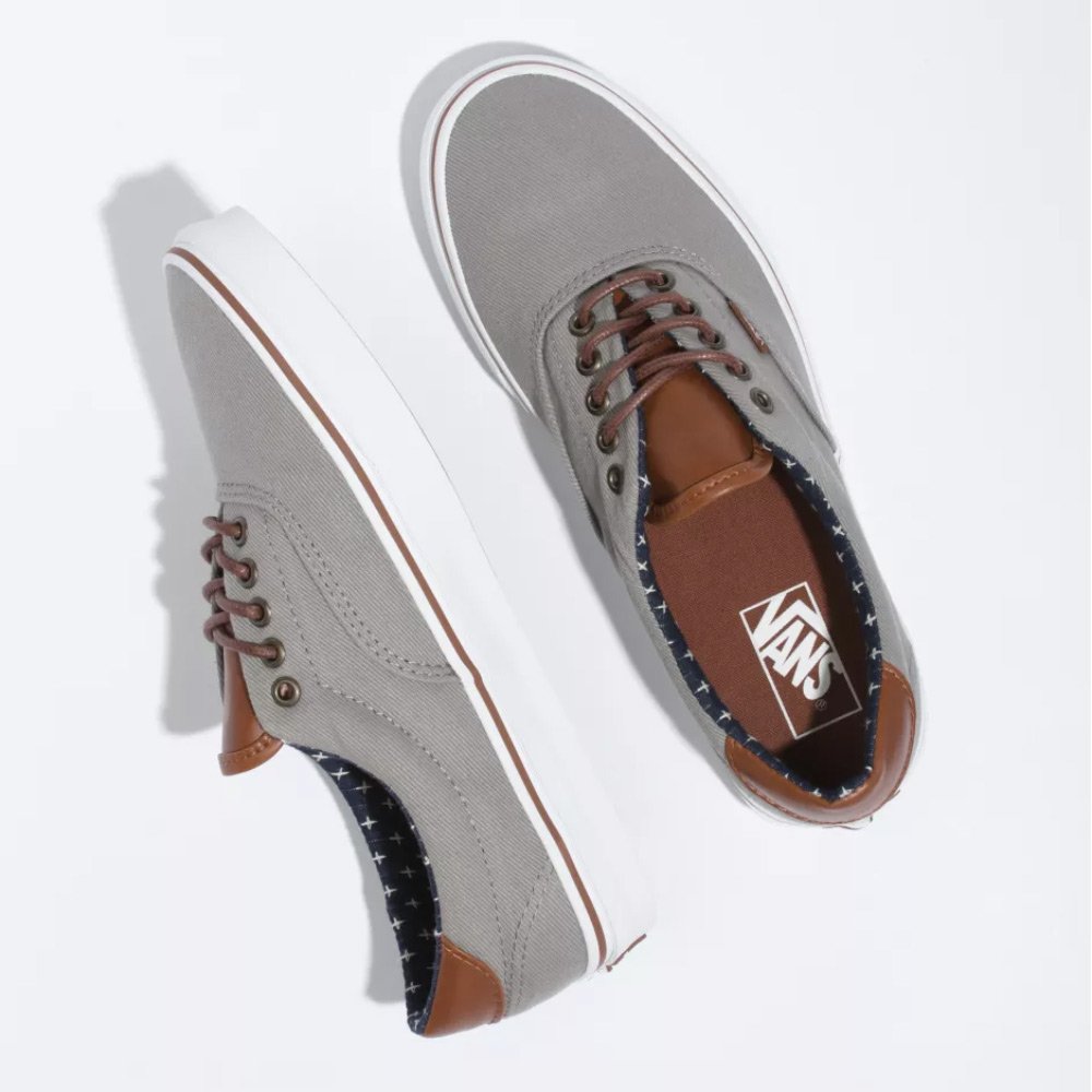 grey vans with brown leather